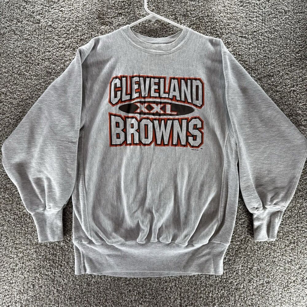 Vintage 90s Cleveland Browns Sweatshirt Mens Large Gray Champion Reverse Weave